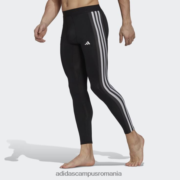 adidas campus romania Colanti lungi de antrenament techfit 3-stripes negri bărbați negru J266N21255
