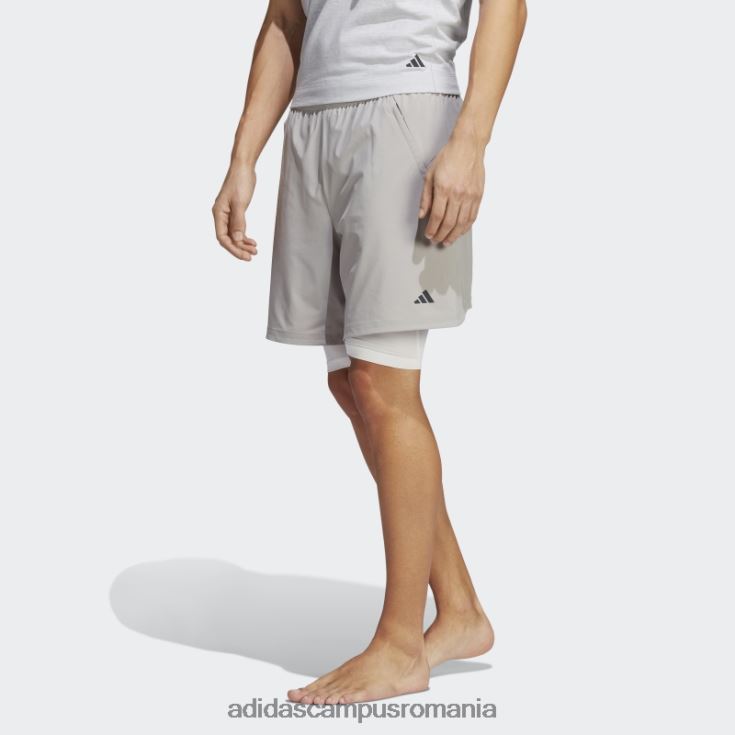 adidas campus romania Pantaloni scurți 2-în-1 pentru antrenament yoga mgh, gri solid bărbați mgh solid gri/alb J266N214494