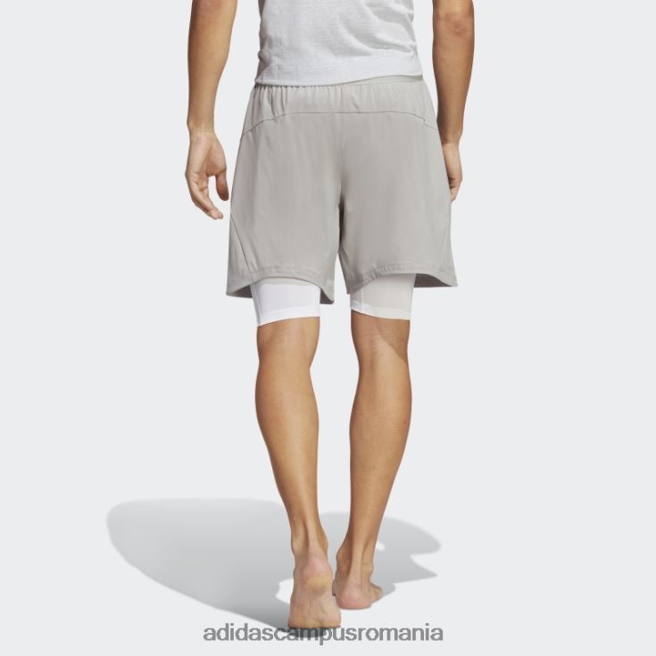 adidas campus romania Pantaloni scurți 2-în-1 pentru antrenament yoga mgh, gri solid bărbați mgh solid gri/alb J266N214494