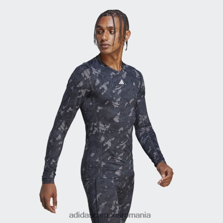 adidas campus romania Top negru de antrenament cu mâneci lungi cu imprimeu techfit peste tot bărbați negru J266N213601