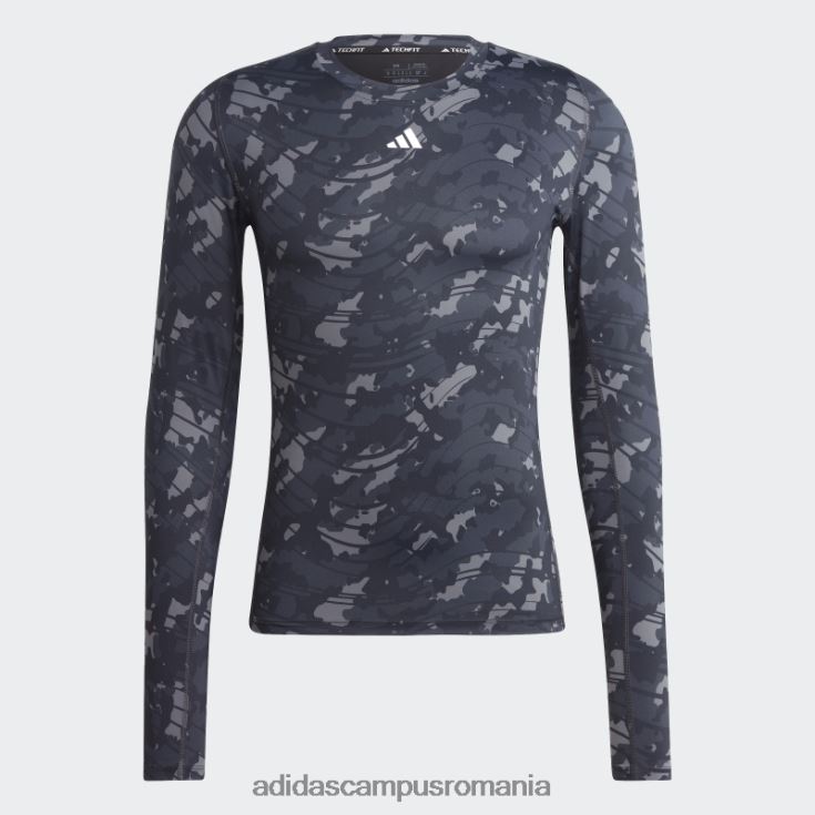 adidas campus romania Top negru de antrenament cu mâneci lungi cu imprimeu techfit peste tot bărbați negru J266N213601