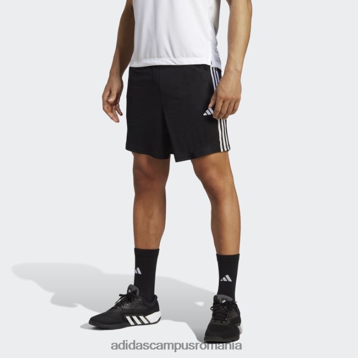 adidas campus romania Train essentials pantaloni scurți de antrenament din piqué cu 3 dungi negru bărbați alb negru J266N2992