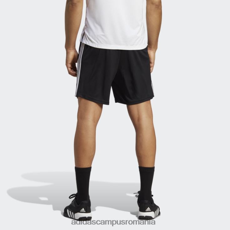 adidas campus romania Train essentials pantaloni scurți de antrenament din piqué cu 3 dungi negru bărbați alb negru J266N2992