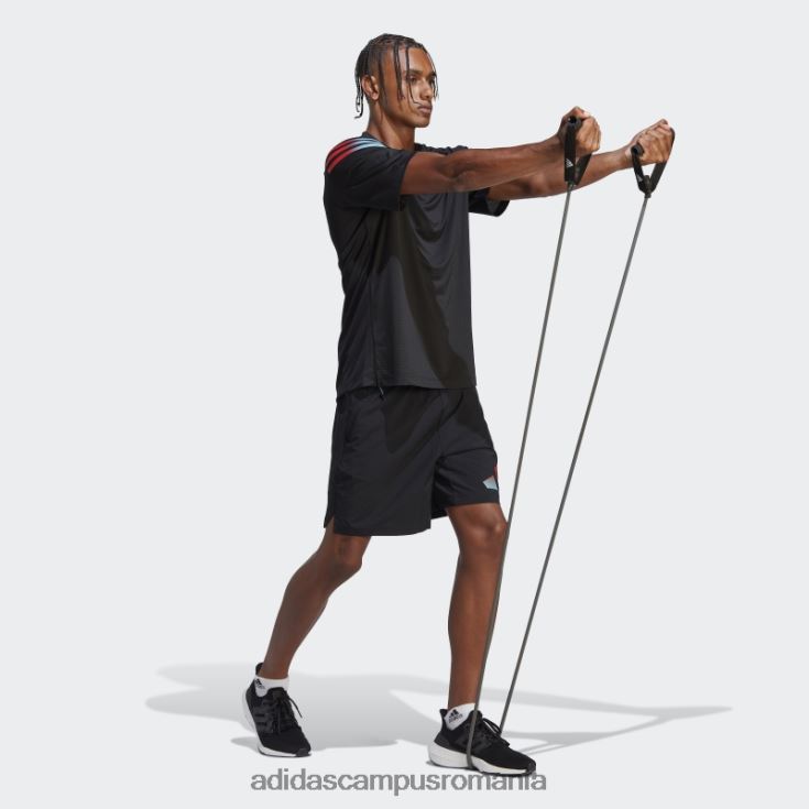 adidas campus romania Tricou de antrenament cu 3 dungi cu iconițe de tren negru adidas bărbați negru J266N2771