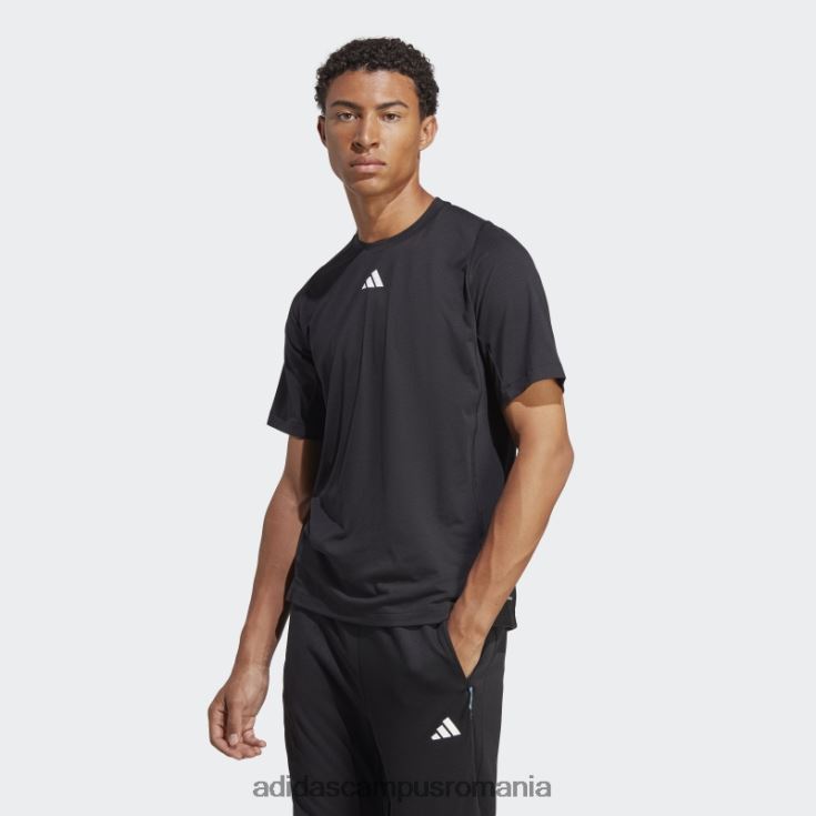 adidas campus romania Tricou de antrenament cu logo-ul cu 3 bare cu iconițe de tren negru adidas bărbați negru J266N25565