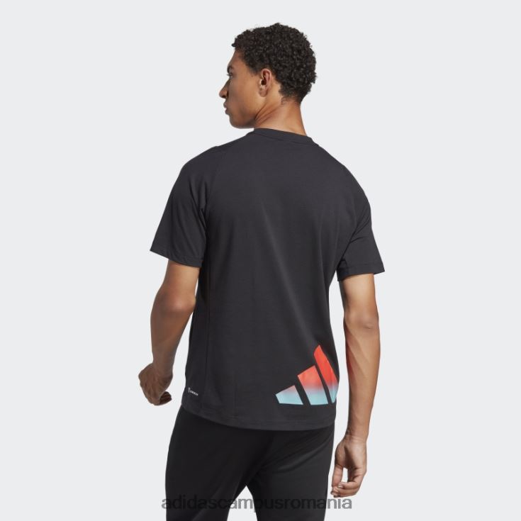 adidas campus romania Tricou de antrenament cu logo-ul cu 3 bare cu iconițe de tren negru adidas bărbați negru J266N25565