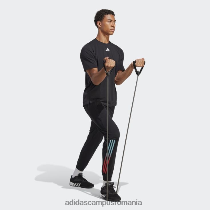 adidas campus romania Tricou de antrenament cu logo-ul cu 3 bare cu iconițe de tren negru adidas bărbați negru J266N25565