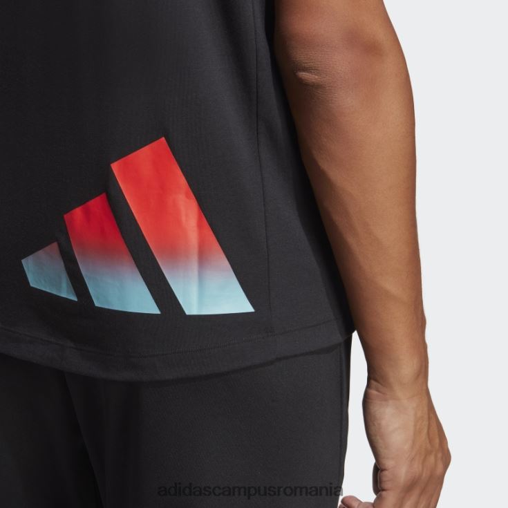 adidas campus romania Tricou de antrenament cu logo-ul cu 3 bare cu iconițe de tren negru adidas bărbați negru J266N25565