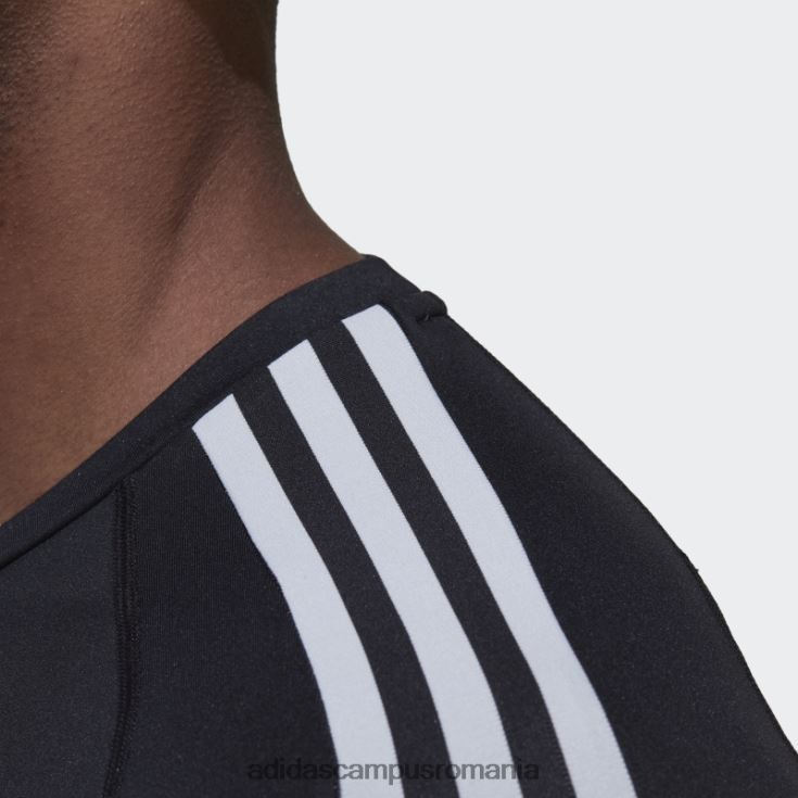 adidas campus romania Tricou negru adidas cu mâneci lungi de antrenament techfit cu 3 dungi bărbați negru J266N213461