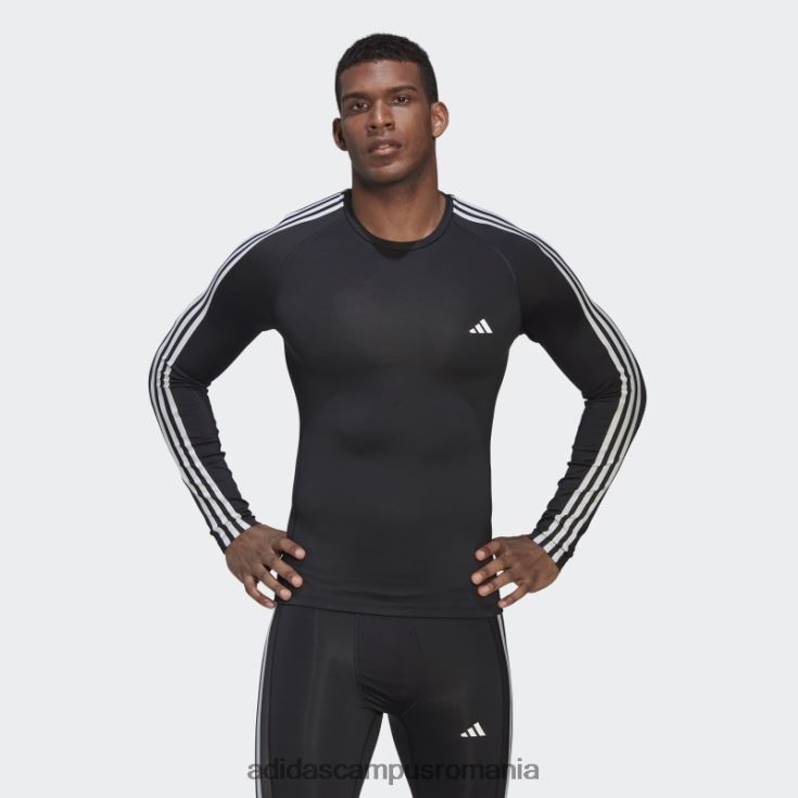 adidas campus romania Tricou negru de antrenament techfit cu 3 dungi adidas bărbați negru J266N2987