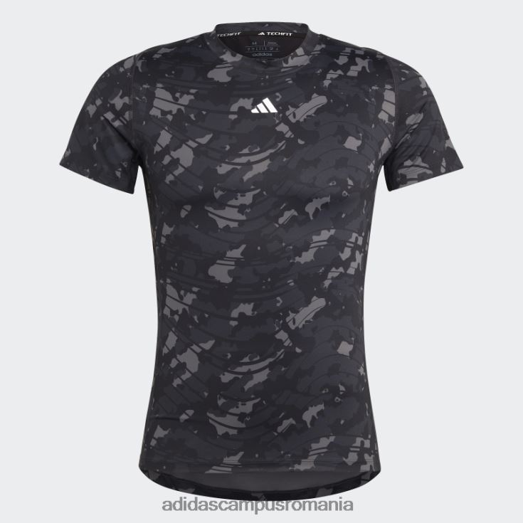 adidas campus romania Tricou negru de antrenament techfit cu imprimeu integral adidas bărbați negru J266N25667