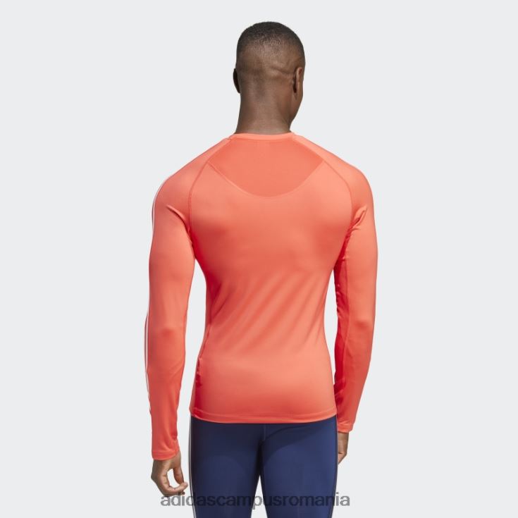 adidas campus romania Tricou roșu adidas cu mâneci lungi de antrenament techfit cu 3 dungi bărbați roșu J266N213983
