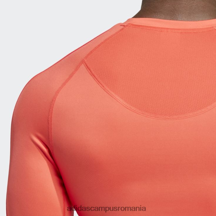 adidas campus romania Tricou roșu adidas cu mâneci lungi de antrenament techfit cu 3 dungi bărbați roșu J266N213983