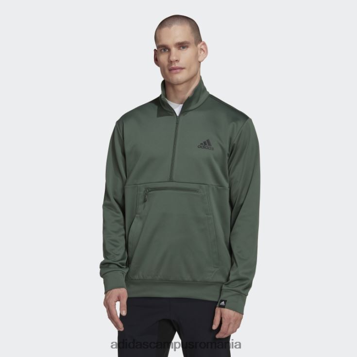 adidas campus romania green oxide aeroready joc și du-te mic logo cu jumătate de fermoar bărbați oxid verde/negru J266N27121