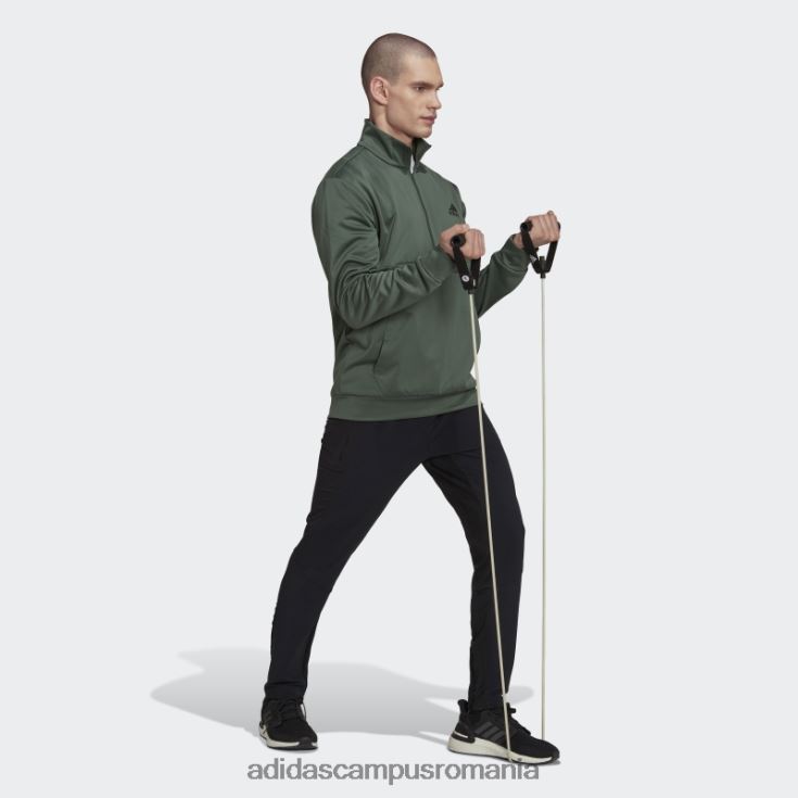 adidas campus romania green oxide aeroready joc și du-te mic logo cu jumătate de fermoar bărbați oxid verde/negru J266N27121