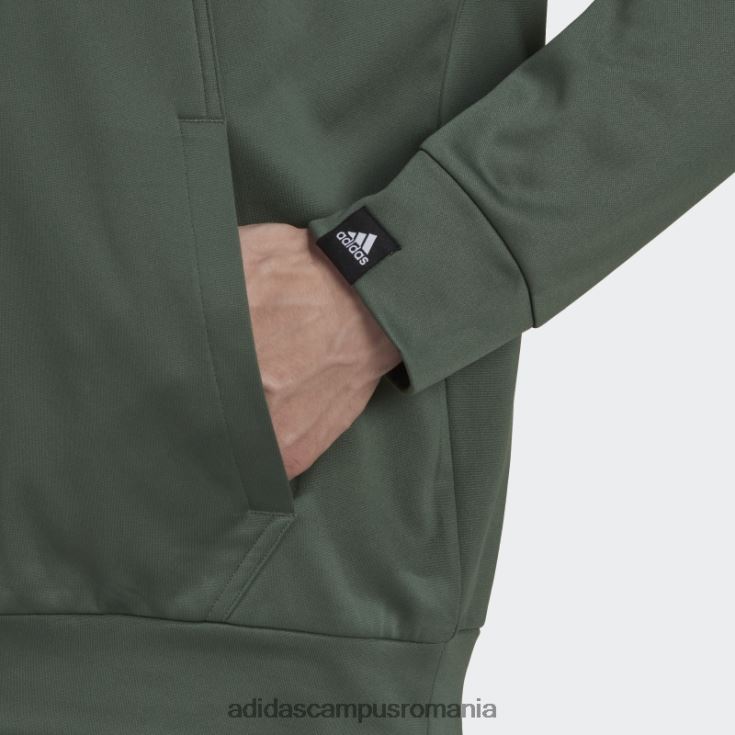 adidas campus romania green oxide aeroready joc și du-te mic logo cu jumătate de fermoar bărbați oxid verde/negru J266N27121