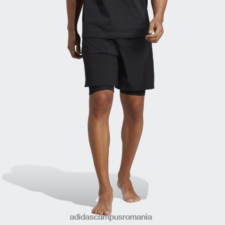 adidas campus romania pantaloni scurți 2-în-1 pentru antrenament yoga negru bărbați negru J266N24909