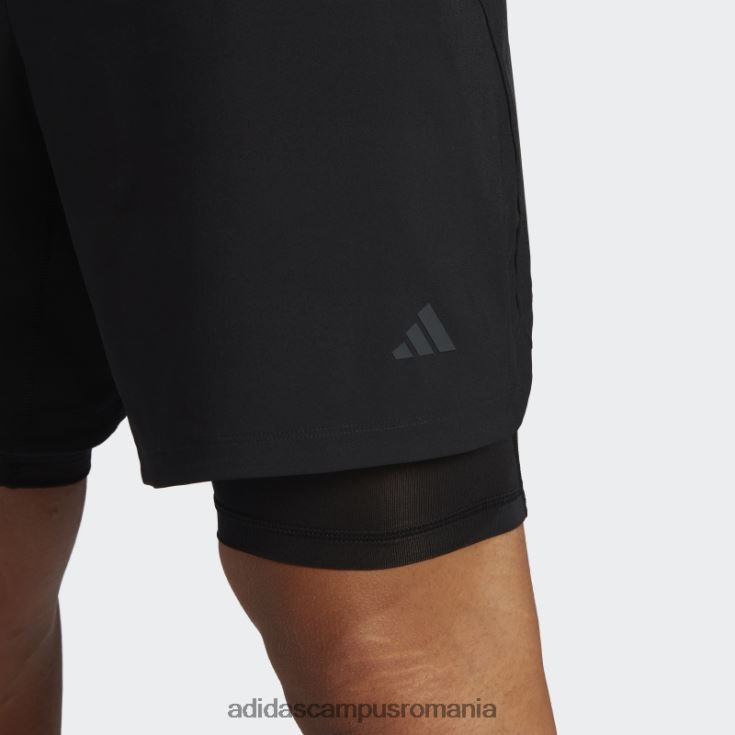 adidas campus romania pantaloni scurți 2-în-1 pentru antrenament yoga negru bărbați negru J266N24909