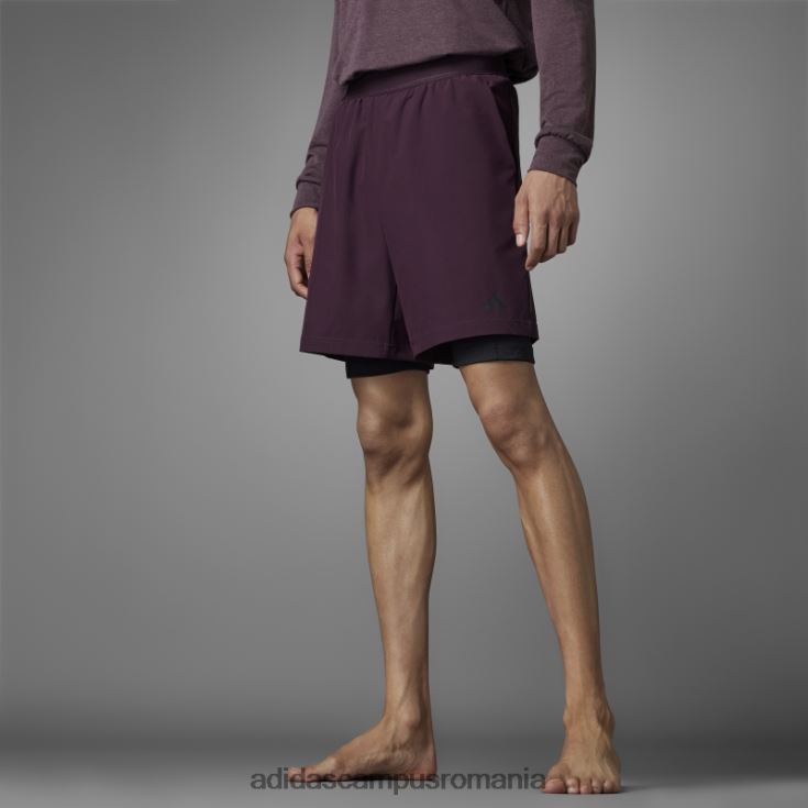 adidas campus romania pantaloni scurți maroon authentic balance yoga 2-în-1 bărbați maro J266N27205