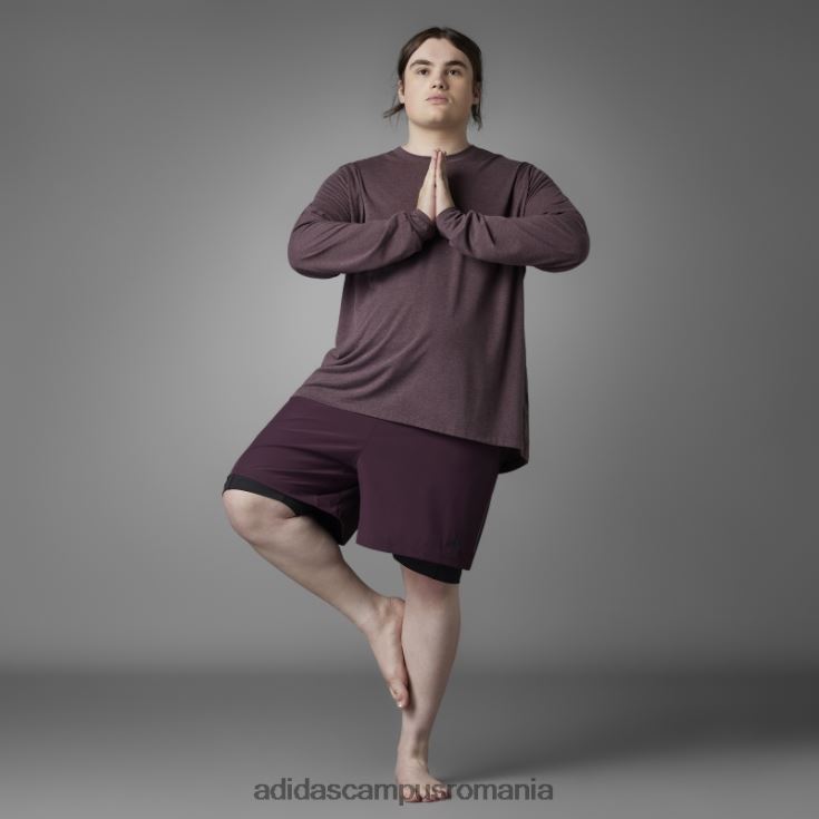 adidas campus romania pantaloni scurți maroon authentic balance yoga 2-în-1 bărbați maro J266N27205