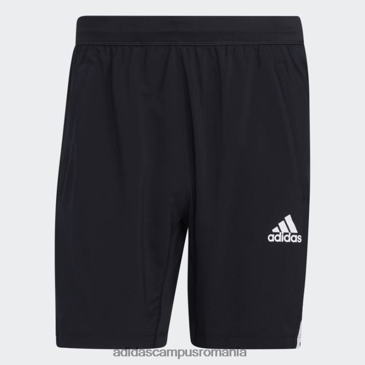 adidas campus romania pantaloni scurți negri aeroready cu 3 dungi de 8 inci bărbați alb negru J266N26491