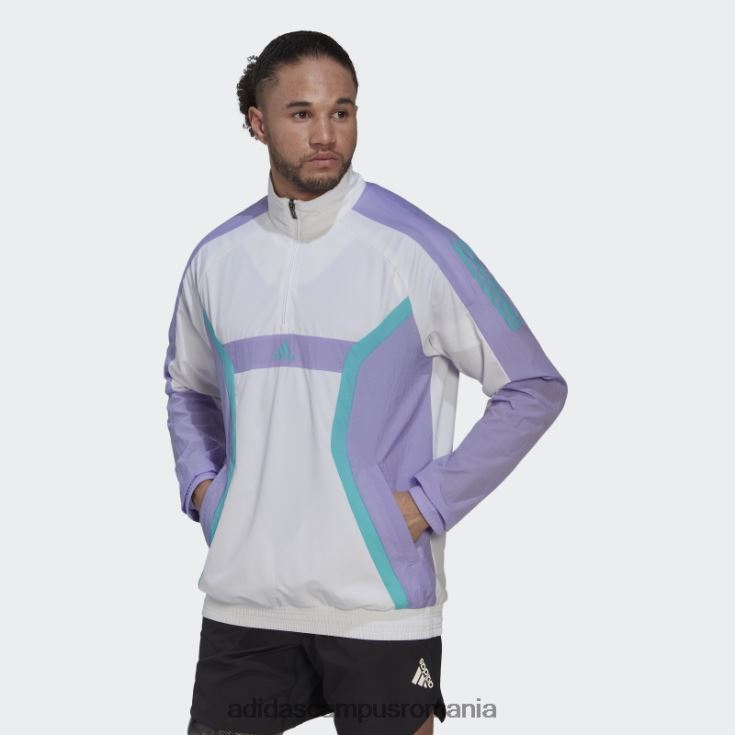 adidas campus romania top de antrenament cu fermoar sfert alb bărbați alb/violet deschis J266N214797