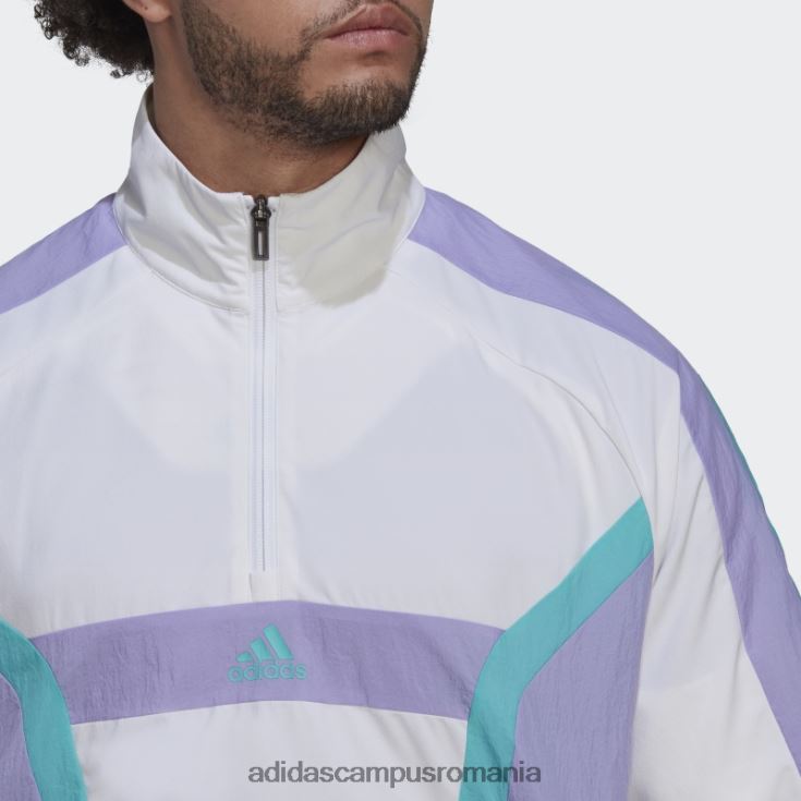 adidas campus romania top de antrenament cu fermoar sfert alb bărbați alb/violet deschis J266N214797