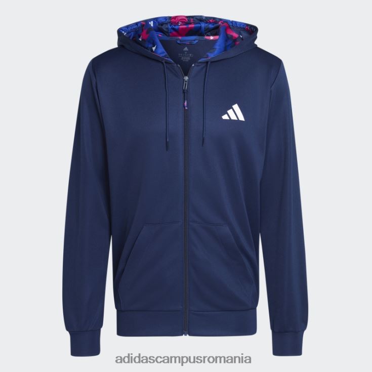 adidas campus romania train essentials jachetă de antrenament sezonier cu fermoar albastru închis bărbați albastru închis/alb J266N21069