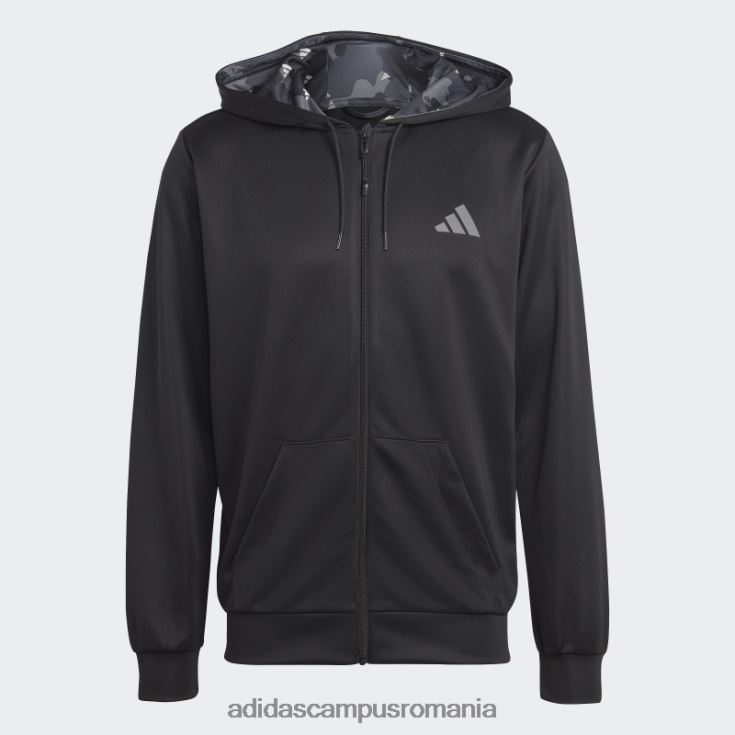 adidas campus romania train essentials jachetă de antrenament sezonier cu fermoar complet neagră bărbați gri inchis J266N25360