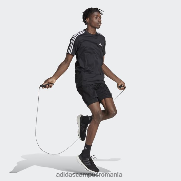 adidas campus romania tren essentials tricou de antrenament cu 3 dungi negru bărbați alb negru J266N213466