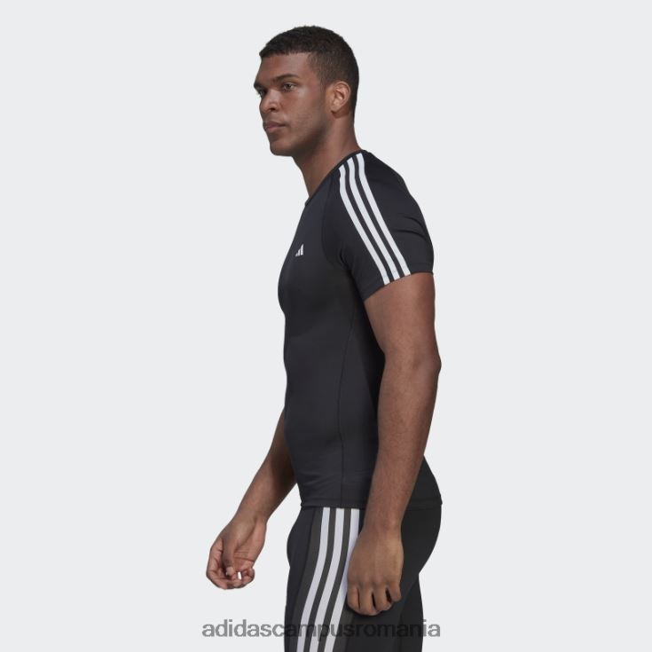 adidas campus romania tricou negru de antrenament techfit cu 3 dungi bărbați negru J266N213925