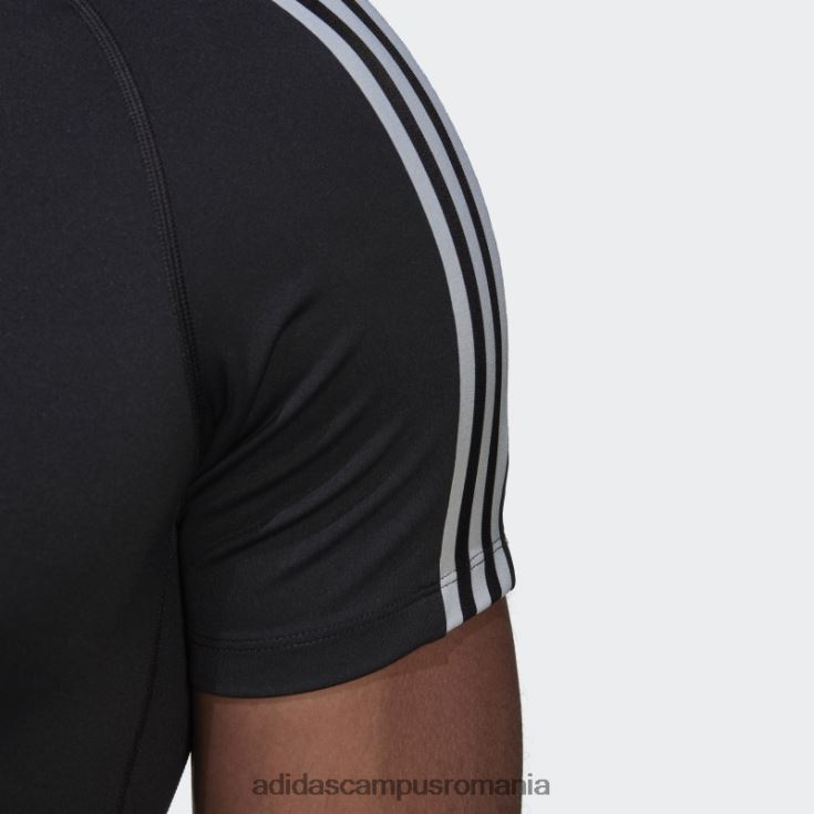adidas campus romania tricou negru de antrenament techfit cu 3 dungi bărbați negru J266N213925