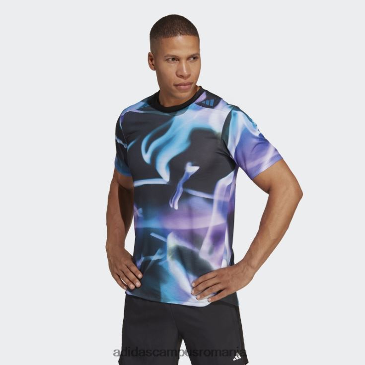 adidas campus romania violet conceput 4 antrenament heat.rdy allover print hiit tricou de antrenament bărbați violet/albastru/negru J266N25195