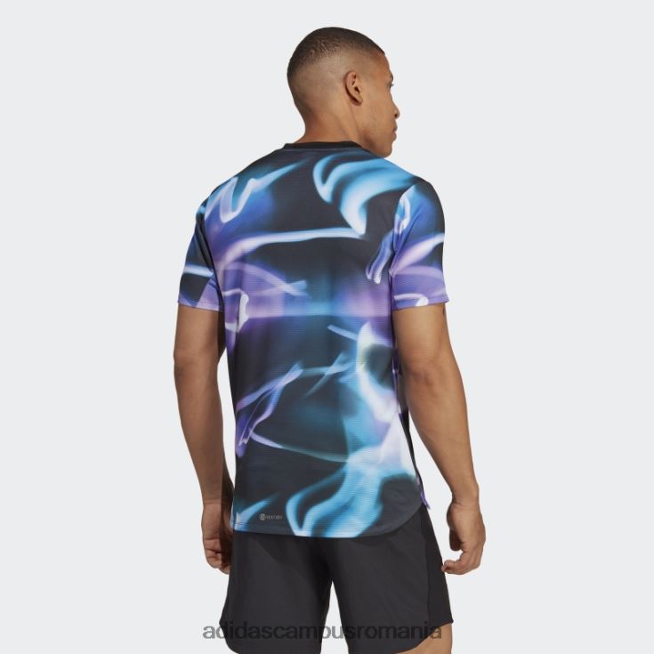 adidas campus romania violet conceput 4 antrenament heat.rdy allover print hiit tricou de antrenament bărbați violet/albastru/negru J266N25195