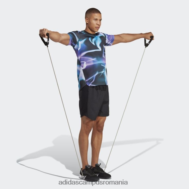 adidas campus romania violet conceput 4 antrenament heat.rdy allover print hiit tricou de antrenament bărbați violet/albastru/negru J266N25195