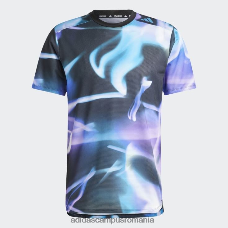 adidas campus romania violet conceput 4 antrenament heat.rdy allover print hiit tricou de antrenament bărbați violet/albastru/negru J266N25195