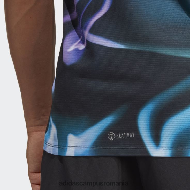 adidas campus romania violet conceput 4 antrenament heat.rdy allover print hiit tricou de antrenament bărbați violet/albastru/negru J266N25195