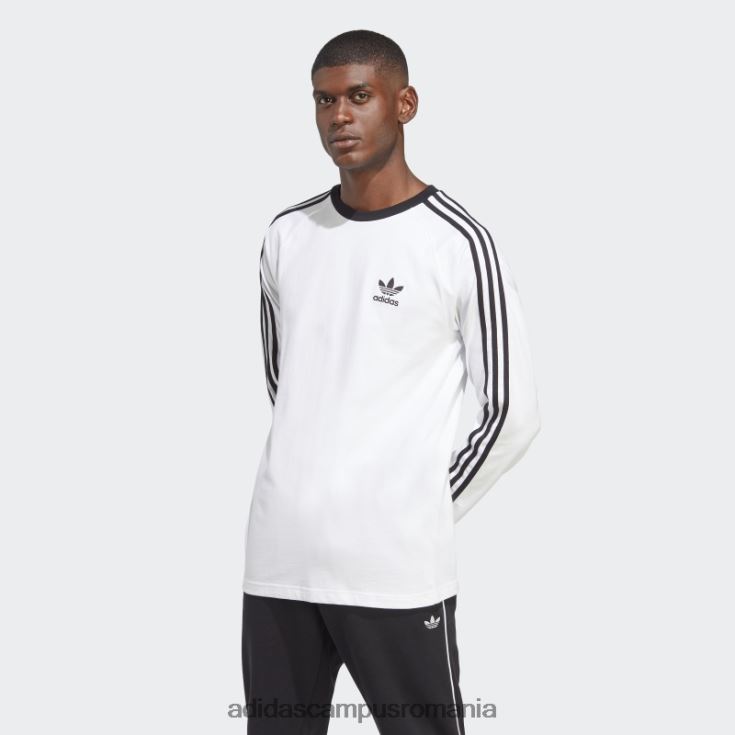 adidas campus romania Tricou alb cu mânecă lungă cu 3 dungi adicolor classics bărbați alb J266N24882