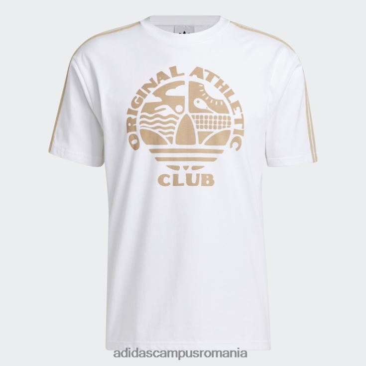 adidas campus romania Tricou alb original de atletism cu 3 dungi bărbați alb/bej J266N27540