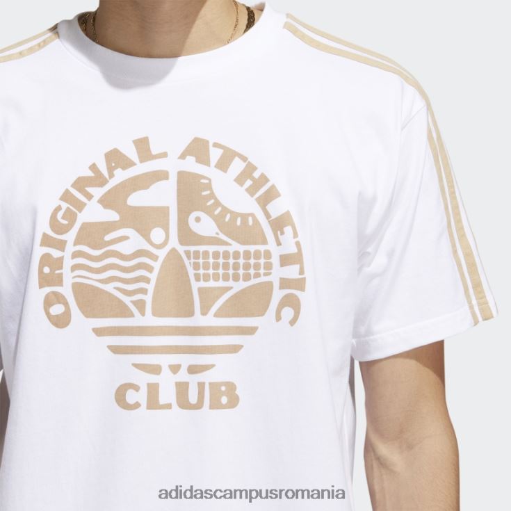 adidas campus romania Tricou alb original de atletism cu 3 dungi bărbați alb/bej J266N27540