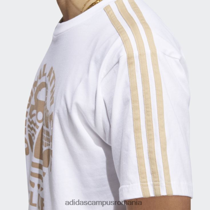 adidas campus romania Tricou alb original de atletism cu 3 dungi bărbați alb/bej J266N27540