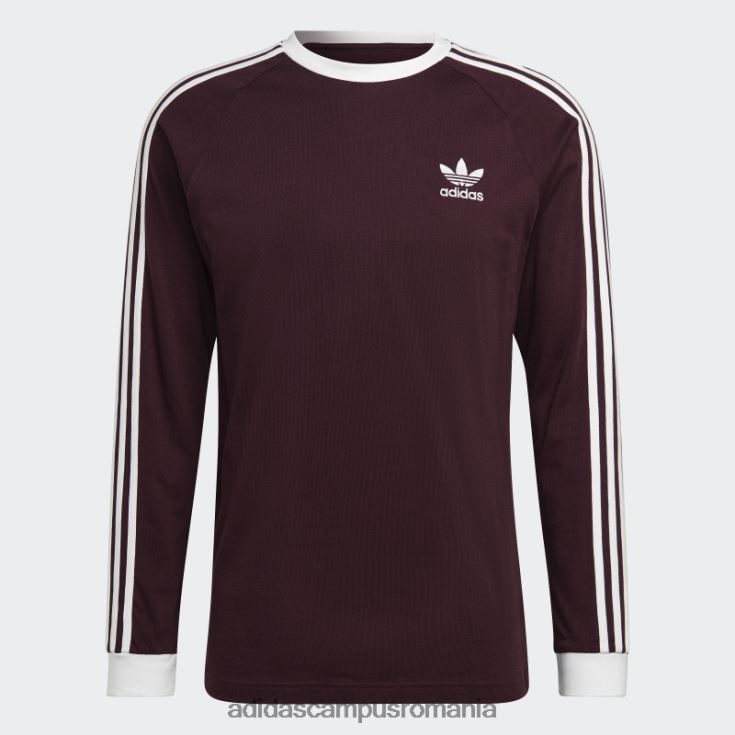 adidas campus romania Tricou cu mânecă lungă adicolor classics cu 3 dungi maro adidas bărbați maro J266N26792