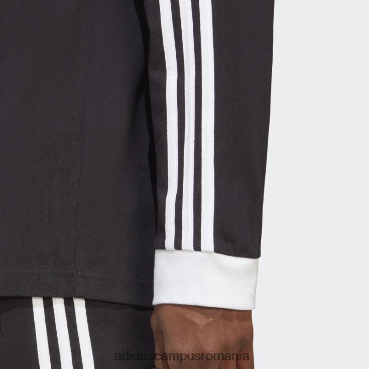 adidas campus romania Tricou negru cu mânecă lungă cu 3 dungi adicolor classics bărbați negru J266N24861
