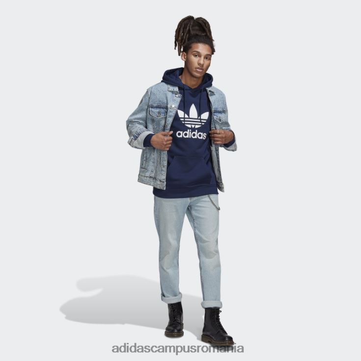 adidas campus romania adicolor classics trefoil hoodie night indigo adidas bărbați indigo de noapte J266N26918