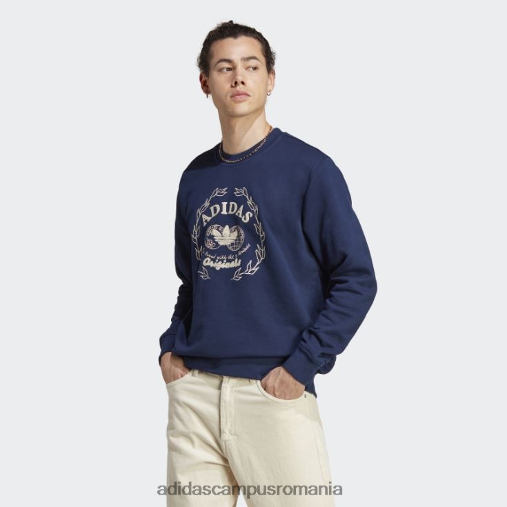 adidas campus romania arhivă grafică hanorac pentru echipaj noapte indigo bărbați indigo de noapte J266N25227