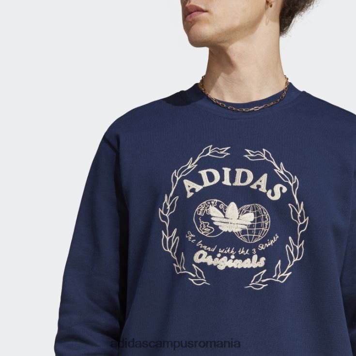 adidas campus romania arhivă grafică hanorac pentru echipaj noapte indigo bărbați indigo de noapte J266N25227