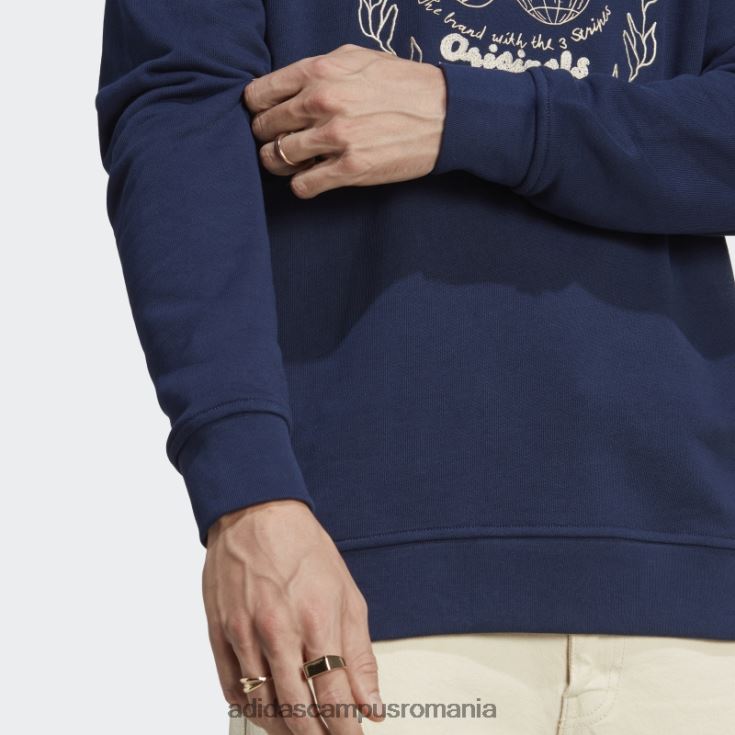 adidas campus romania arhivă grafică hanorac pentru echipaj noapte indigo bărbați indigo de noapte J266N25227