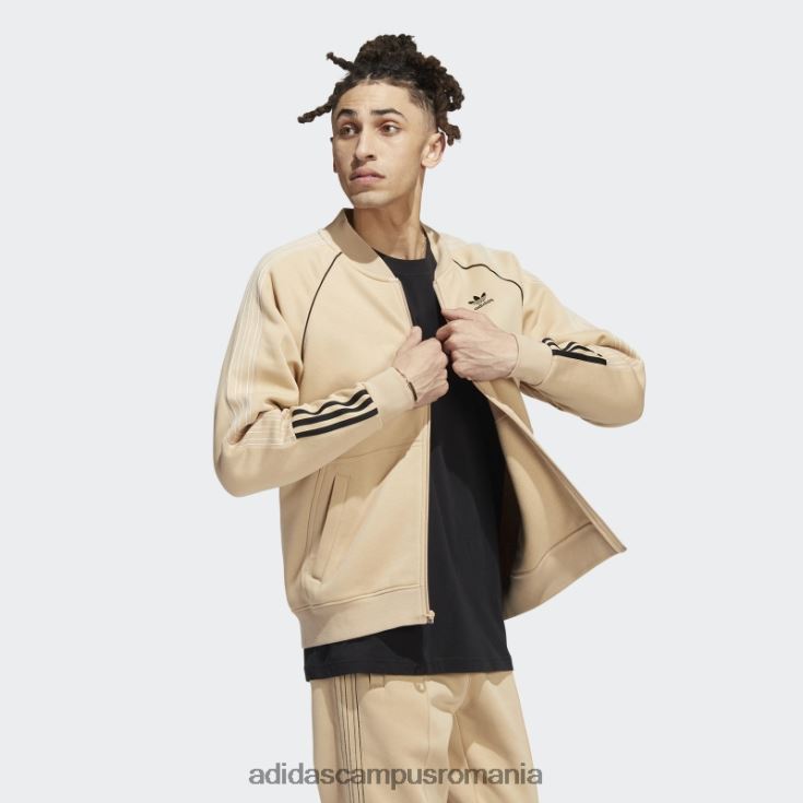 adidas campus romania bluză bej fleece sst track bărbați bej/negru J266N214723