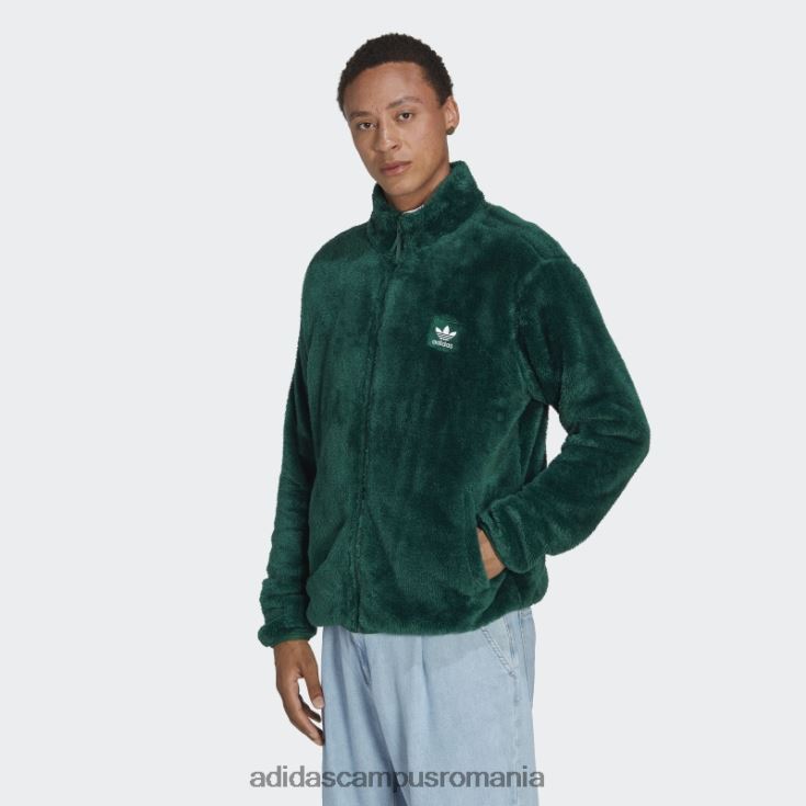 adidas campus romania essentials+ jachetă pufoasă din fleece verde închis adidas bărbați verde inchis J266N25166