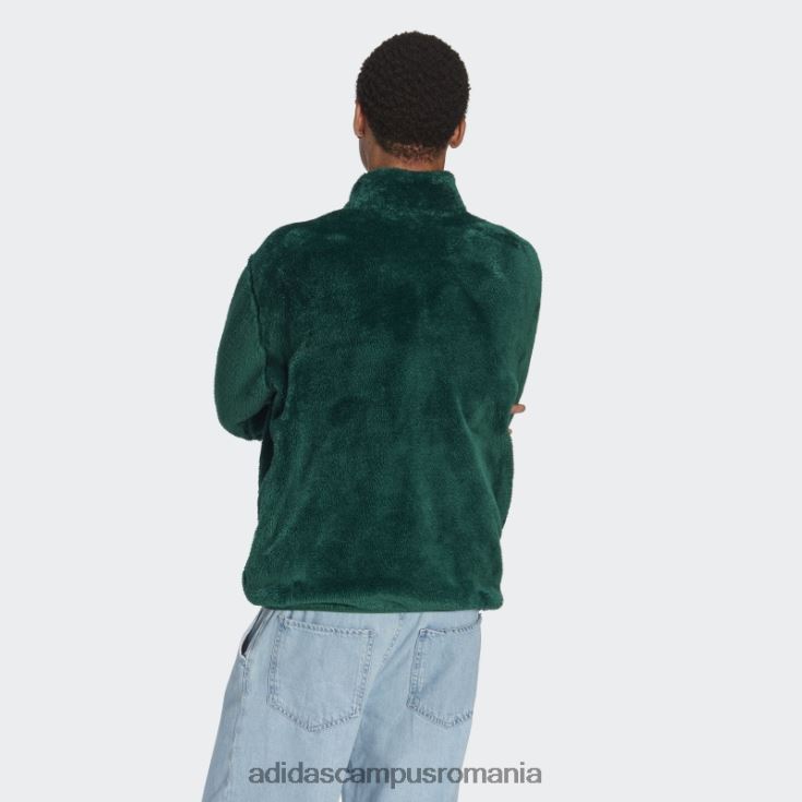 adidas campus romania essentials+ jachetă pufoasă din fleece verde închis adidas bărbați verde inchis J266N25166